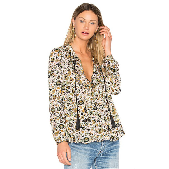 ALC Silk Floral Paisley Long Sleeve Blouse Size 6 - Picture 1 of 9